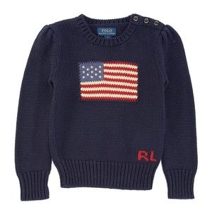 Polo Ralph Lauren Girls American Flag Knit Sweater size 6